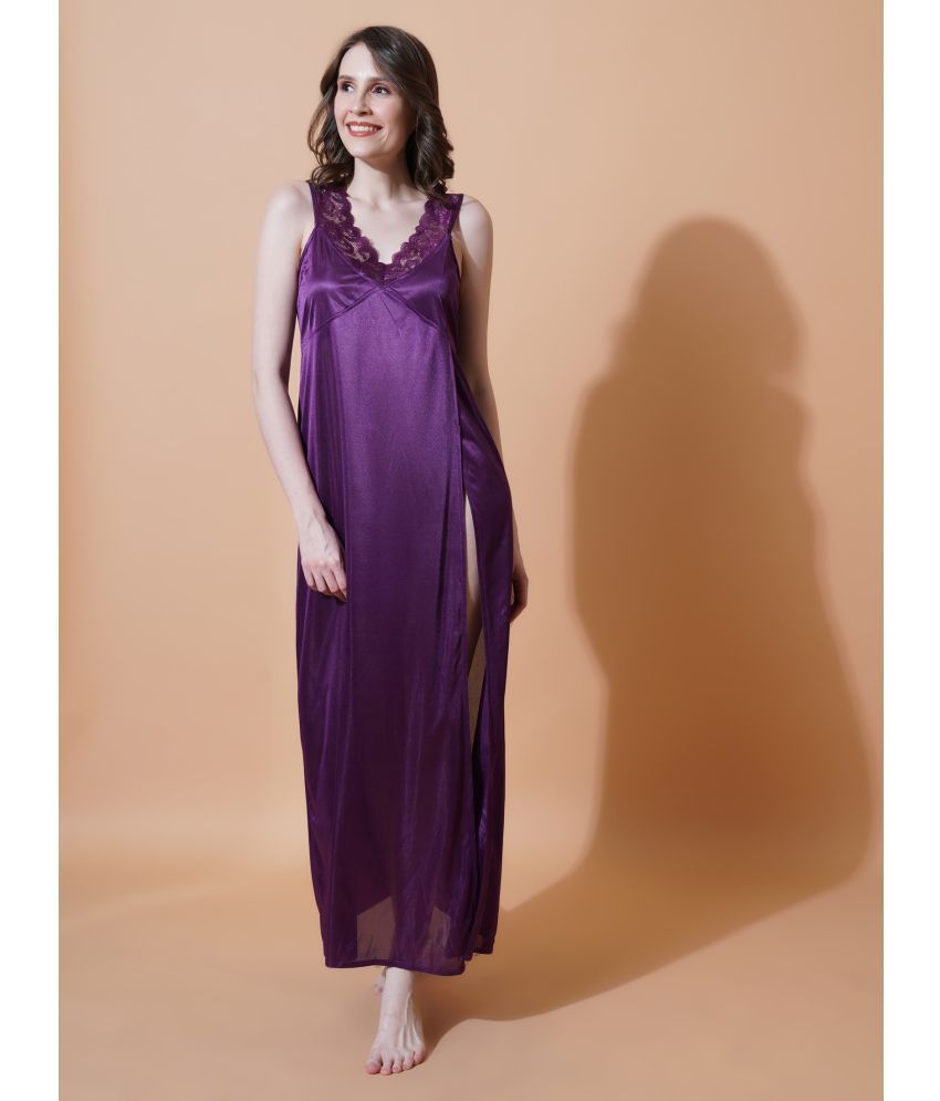     			Reposey International Purple Satin Women's Nightwear Nighty & Night Gowns ( Pack of 1 )