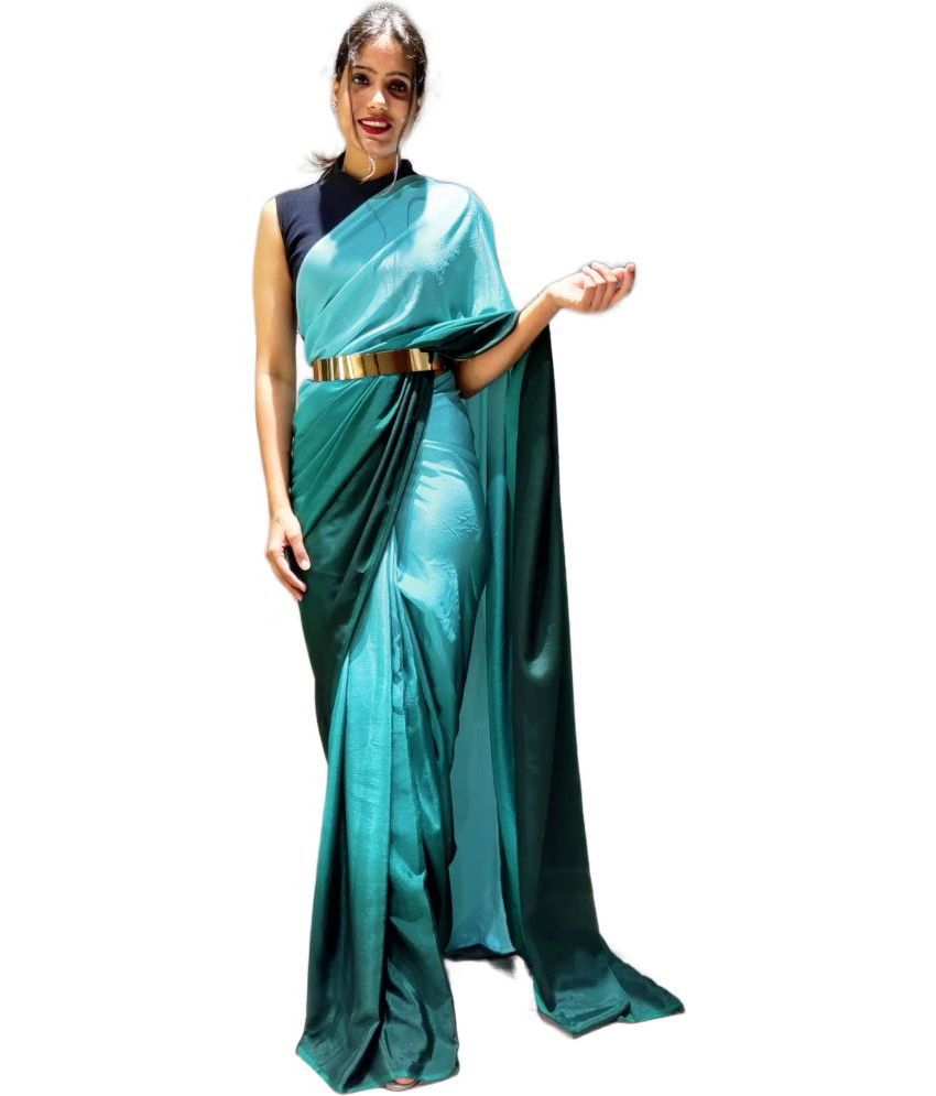     			Sidhidata Synthetic Dyed Saree With Blouse Piece - Rama ( Pack of 1 )