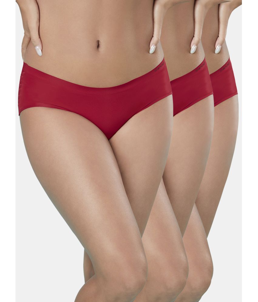     			Sonari Pack of 3 Nylon Solid Women's Hipster ( Red ) Sealmess