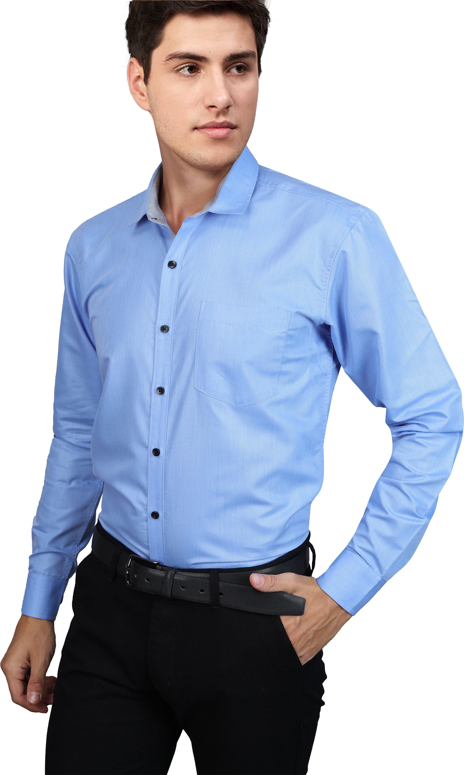     			Supersquad Cotton Blend Regular Fit Full Sleeves Men's Formal Shirt - Light Blue ( Pack of 1 )
