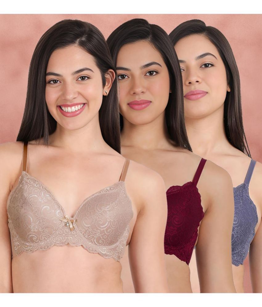     			Susie Pack of 3 Nylon Women's Push Up Bra ( Multicolor ) susi-c3b-1454