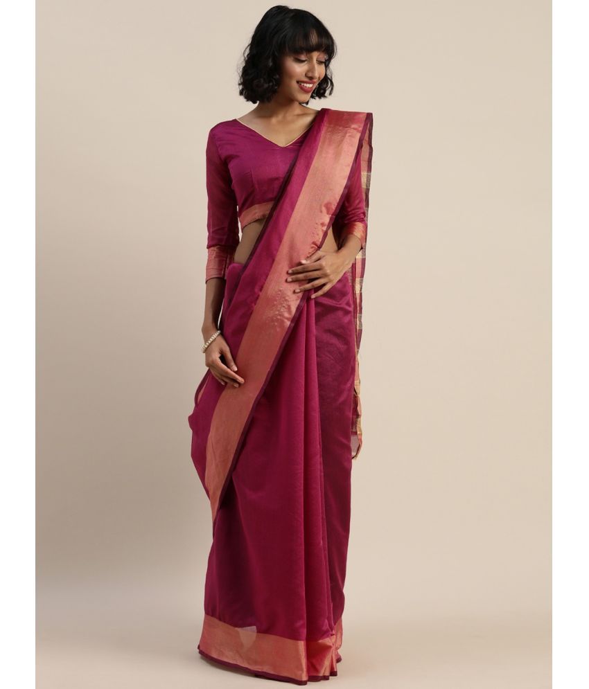     			Bhuwal Fashion Cotton Silk Solid Saree With Blouse Piece - Pink ( Pack of 1 )