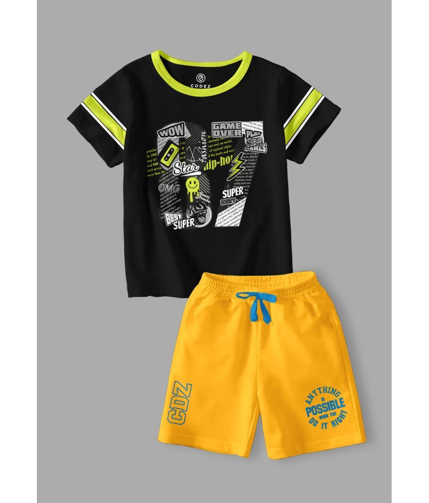     			CODEZ Multicolor Cotton Blend Boys T-Shirt & Shorts ( Pack of 2 )