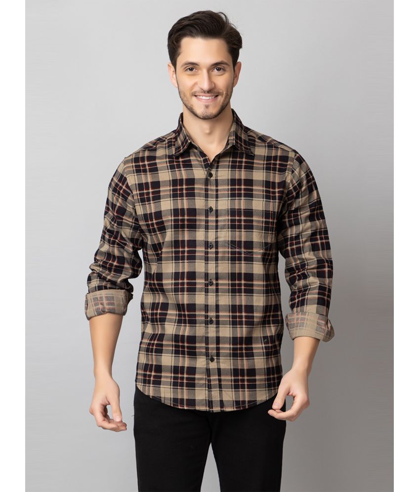     			Club York Cotton Blend Regular Fit Checks Full Sleeves Men's Casual Shirt - Beige ( Pack of 1 )