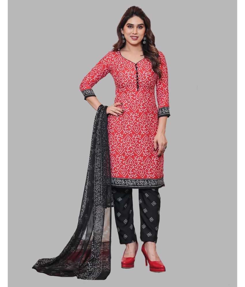     			Kashvi Unstitched Crepe Printed Dress Material - Red ( Pack of 1 )