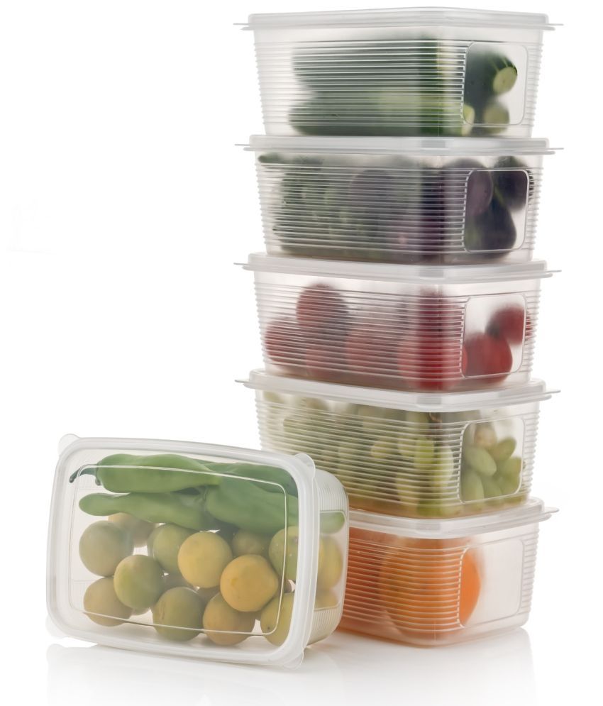     			SHARUJA Fridge Storage Polyproplene Transparent Food Container ( Set of 6 )