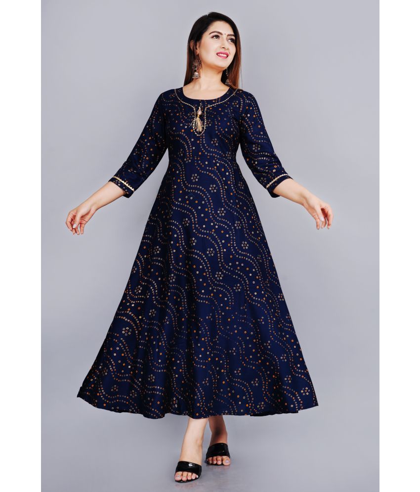     			SIPET Rayon Printed Anarkali Women's Kurti - Blue ( Pack of 1 )