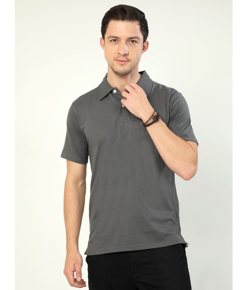     			SUPER STYLE POLO Cotton Regular Fit Solid Half Sleeves Men's Polo T Shirt - Grey ( Pack of 1 )