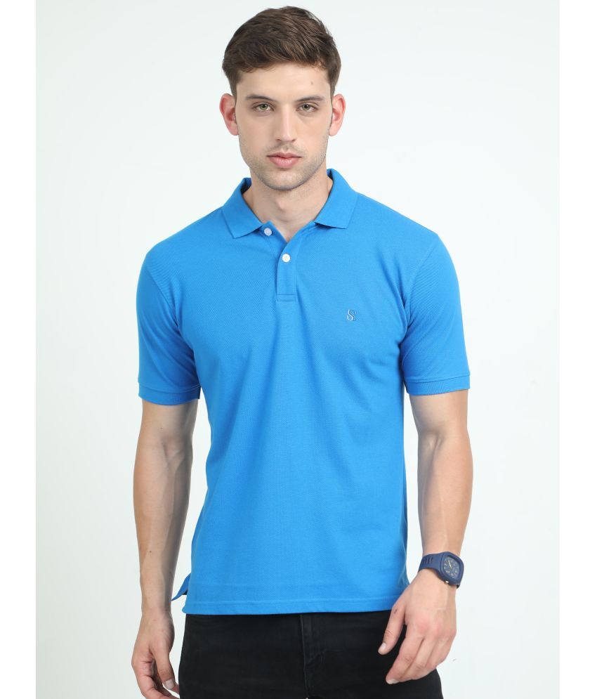     			SUPER STYLE POLO Cotton Regular Fit Solid Half Sleeves Men's Polo T Shirt - Blue ( Pack of 1 )