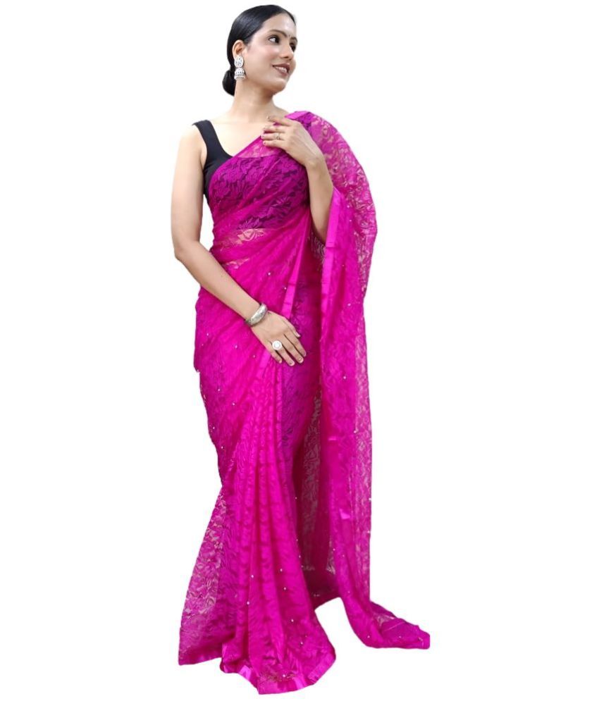     			Sidhidata Net Solid Saree With Blouse Piece - Multicolour ( Pack of 1 )