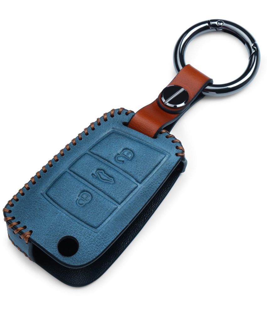     			Soft Handmade Leather Key Cover Compatible with Skoda Kushaq Taigun Tiguan Virtus Octavia Kodiaq Superb Folding Key