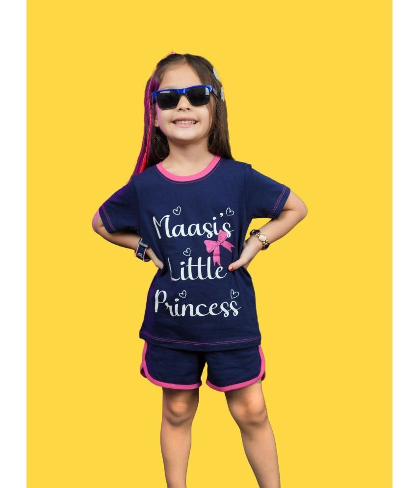     			Be Awara Navy Cotton Girls Top With Shorts ( Pack of 1 )