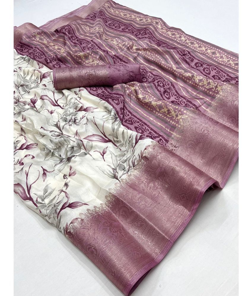     			Bhuwal Fashion Art Silk Printed Saree With Blouse Piece - Magenta ( Pack of 1 )