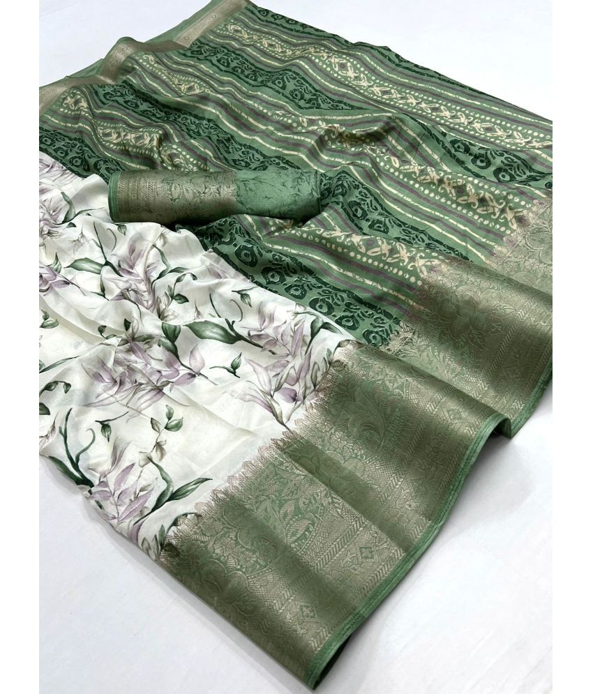     			Bhuwal Fashion Art Silk Printed Saree With Blouse Piece - Green ( Pack of 1 )