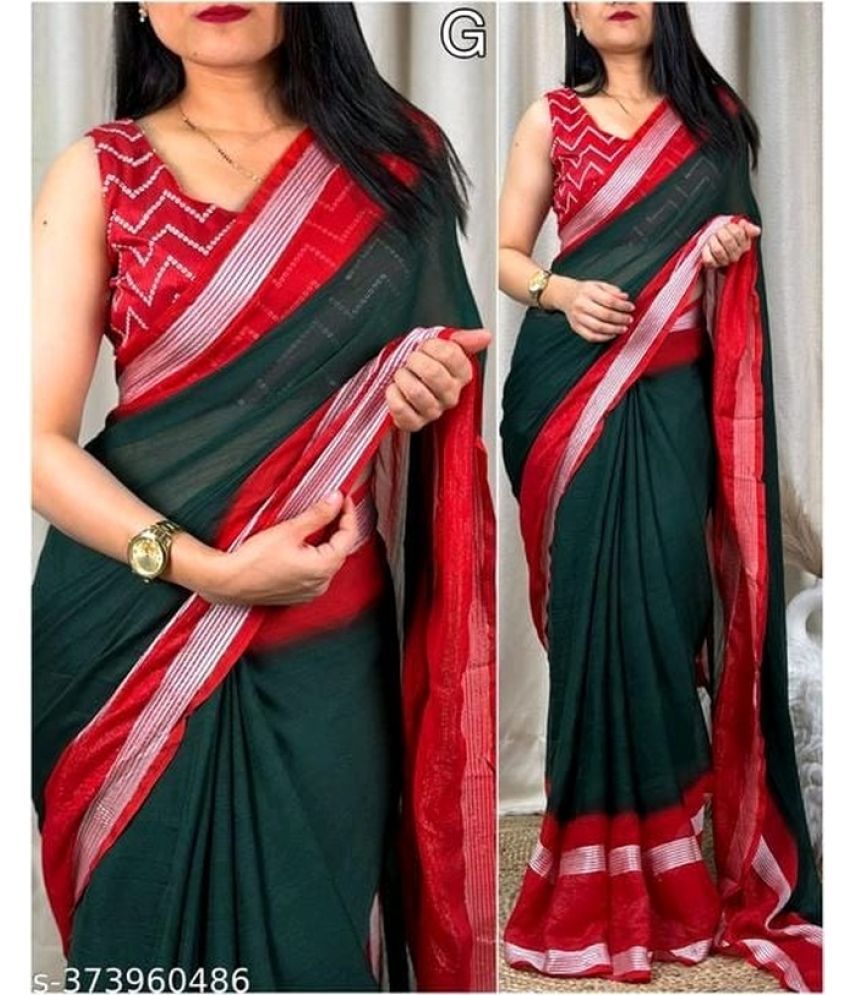     			Bhuwal Fashion Chiffon Printed Saree With Blouse Piece - Green ( Pack of 1 )