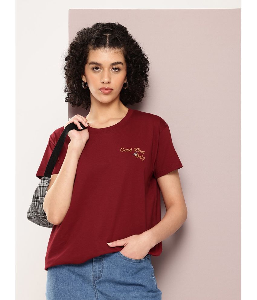     			Dillinger Maroon Cotton Loose Fit Women's T-Shirt ( Pack of 1 )