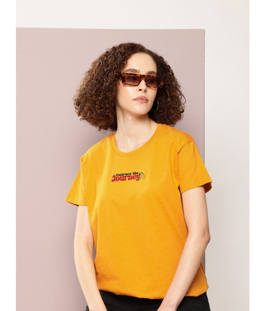     			Dillinger Mustard Cotton Loose Fit Women's T-Shirt ( Pack of 1 )