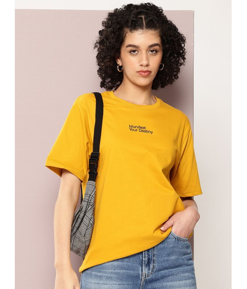     			Dillinger Mustard Cotton Loose Fit Women's T-Shirt ( Pack of 1 )