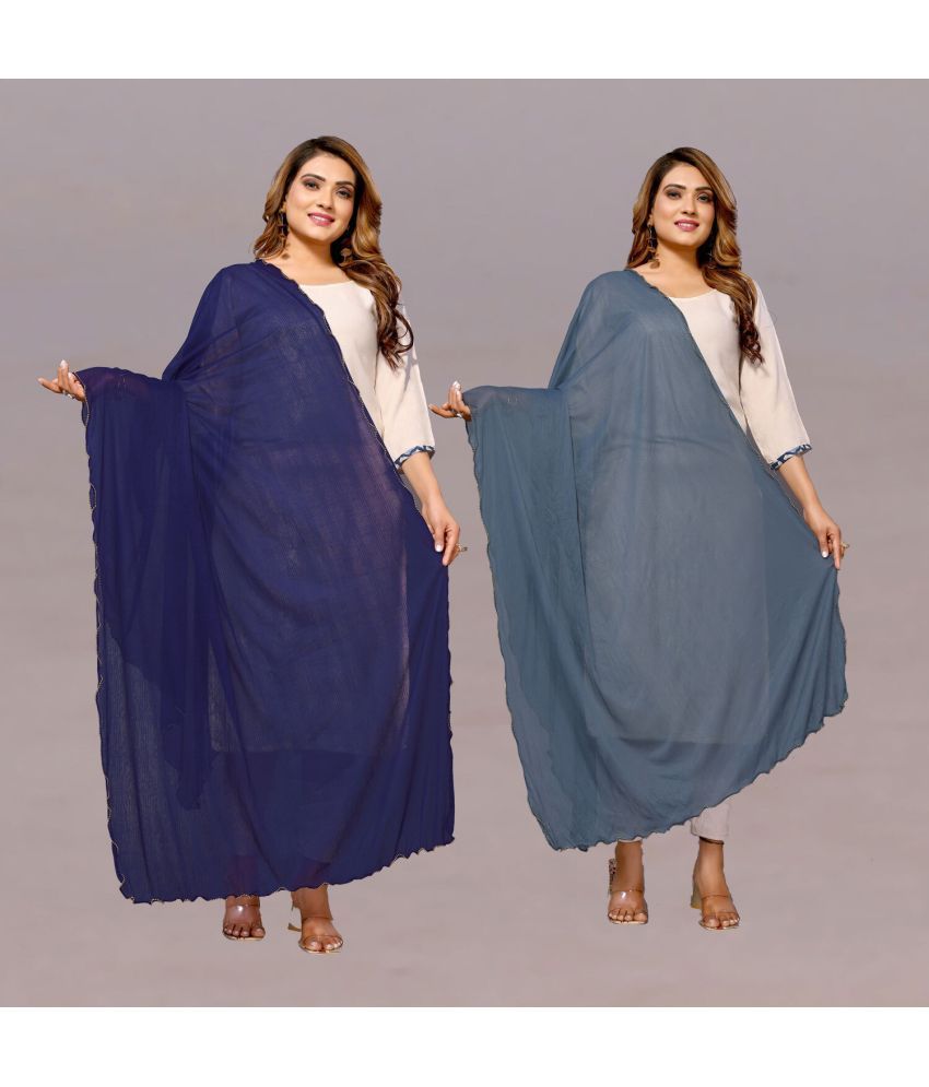     			FABFLICK Multicolor Chiffon Women's Dupatta - ( Pack of 2 )