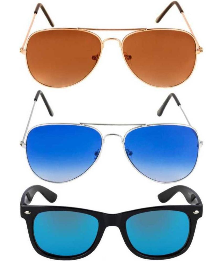     			Funk Multicolor Pilot Sunglasses ( Pack of 3 )