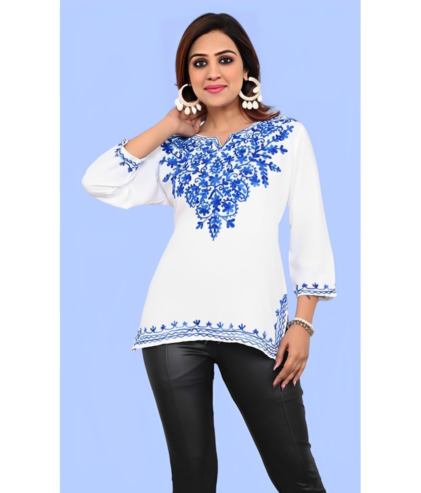     			PP Kurtis Cotton Embroidered Straight Women's Kurti - White ( Pack of 1 )