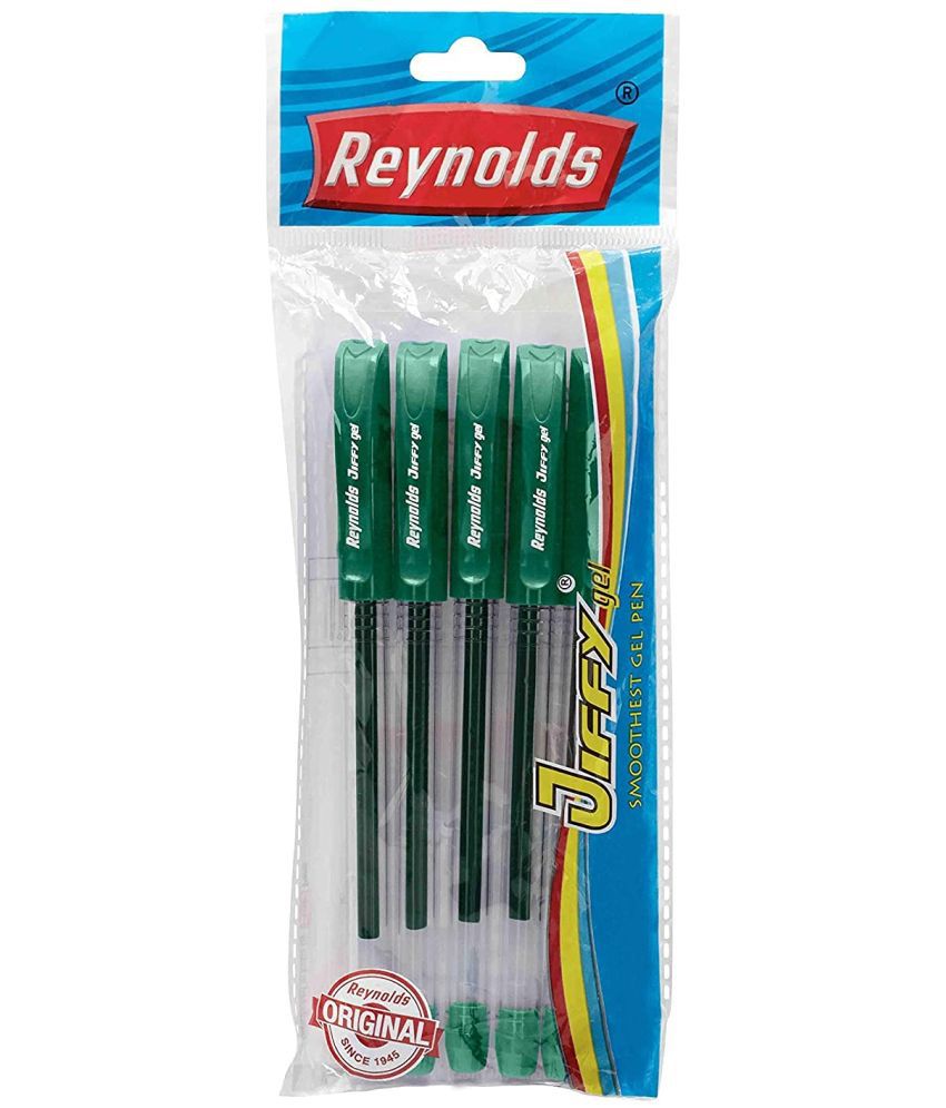     			Reynolds Jiffy Gel Pen 5 Pcs Green Pack of 4