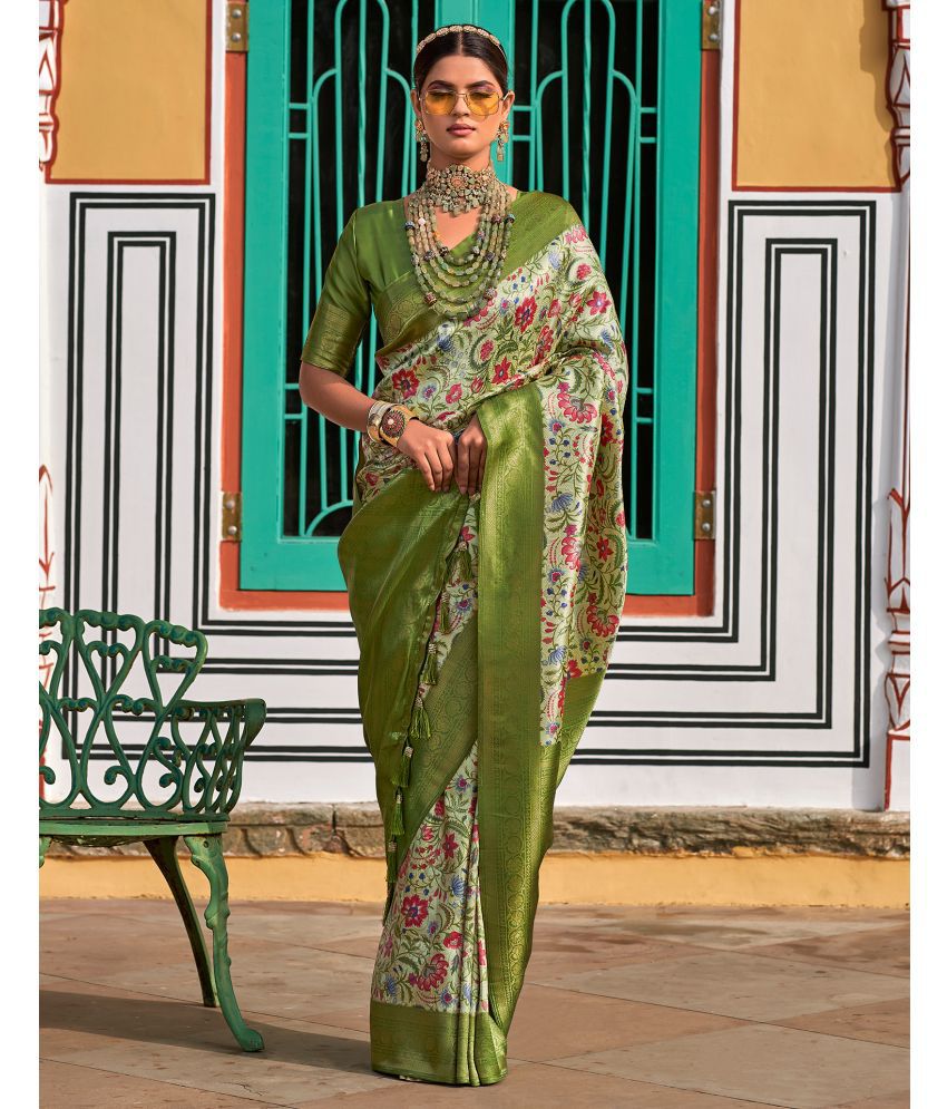     			Samah Art Silk Woven Saree With Blouse Piece - Light Green ( Pack of 1 )