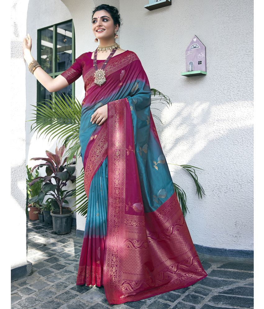     			Samah Silk Woven Saree With Blouse Piece - Rama ( Pack of 1 )