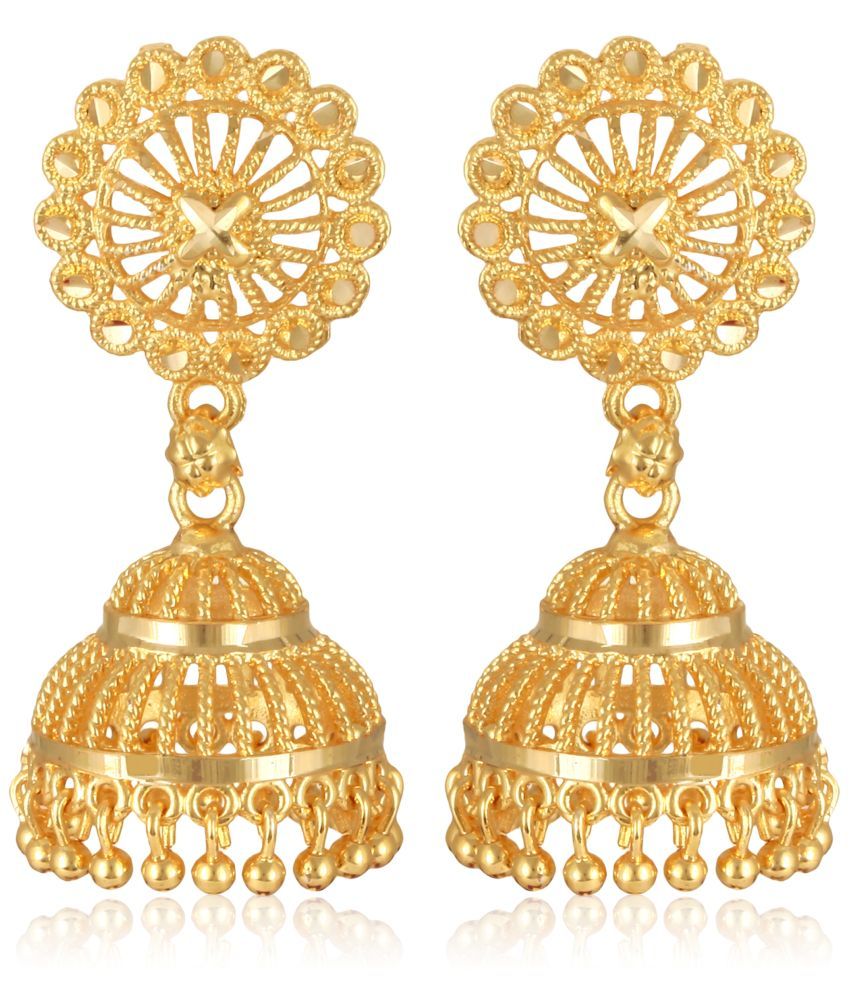     			Vighnaharta Golden Jhumki Earrings ( Pack of 1 )