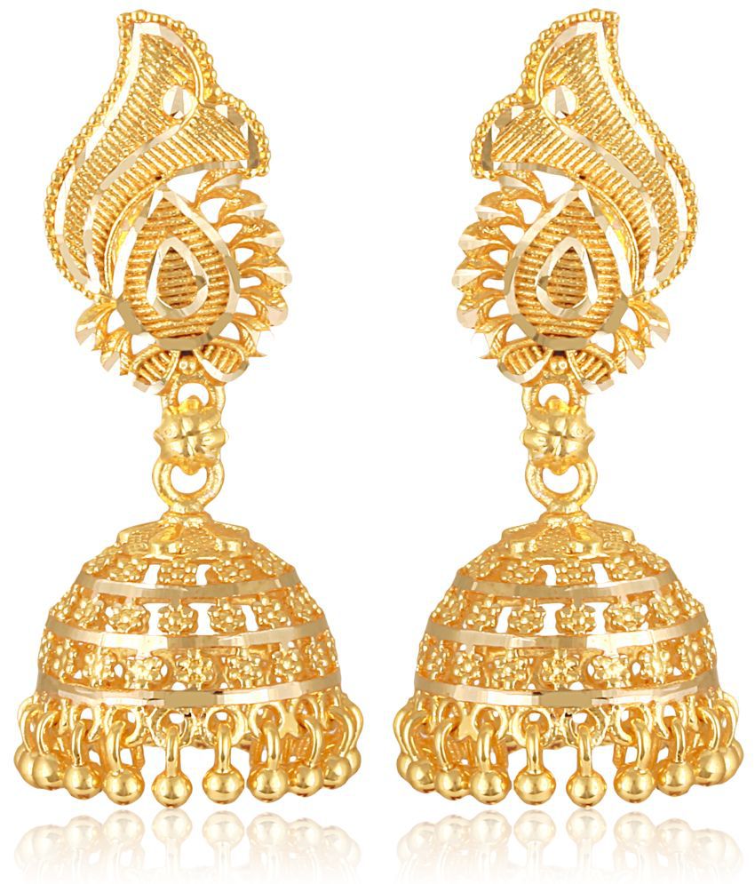     			Vighnaharta Golden Jhumki Earrings ( Pack of 1 )