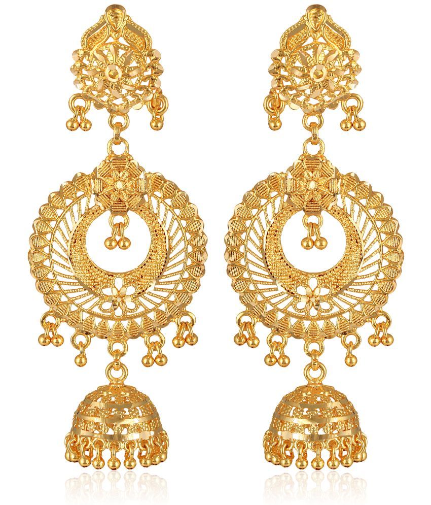     			Vighnaharta Golden Jhumki Earrings ( Pack of 1 )