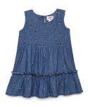 Under Fourteen Only Cotton Asymmetric Dress For Girls ( Pack of 1 , Blue )