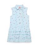 Under Fourteen Only Cotton Asymmetric Dress For Girls ( Pack of 1 , Blue )