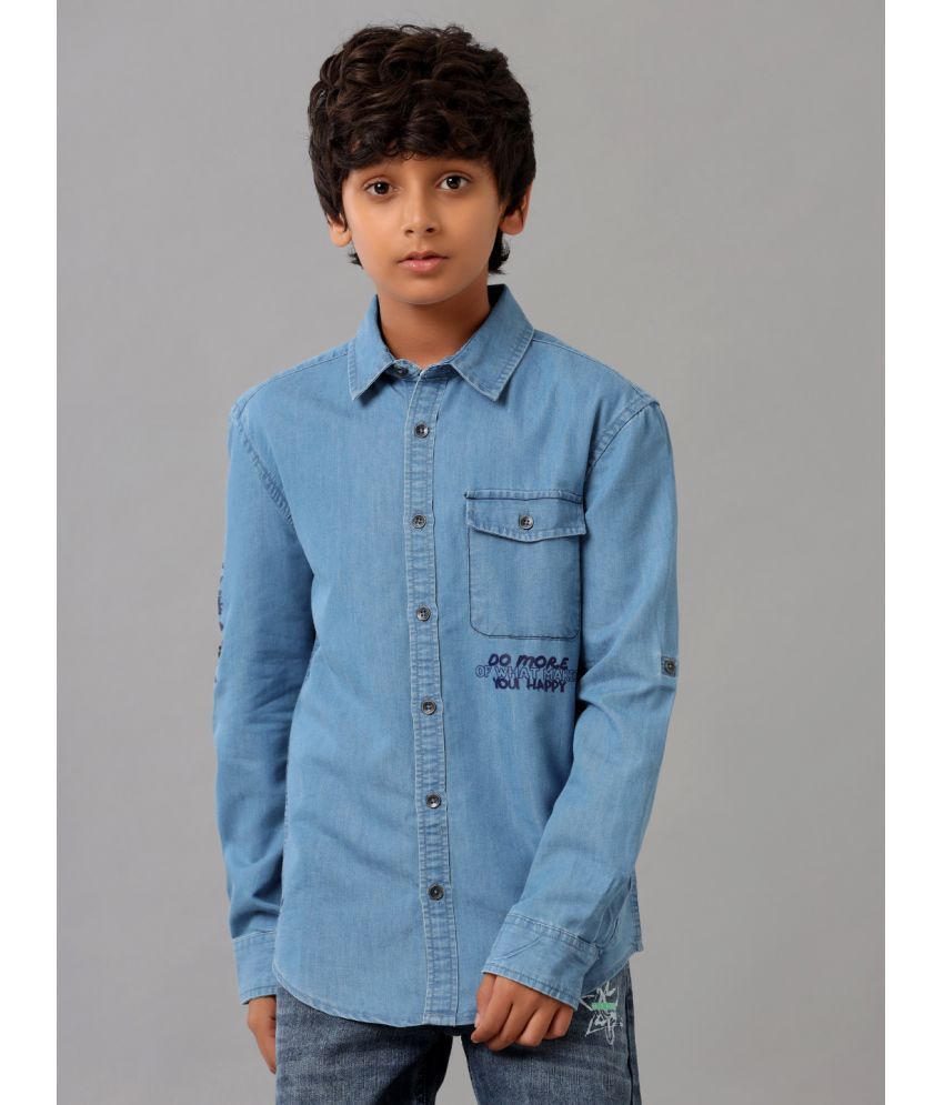     			Under Fourteen Only Single 100% Cotton Full Sleeves Shirt ( Blue )