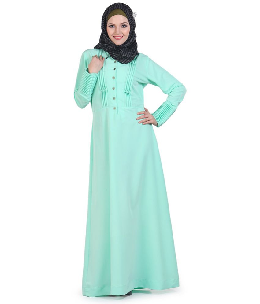     			Momin Libas Green Polyester Stitched Burqas without Hijab -