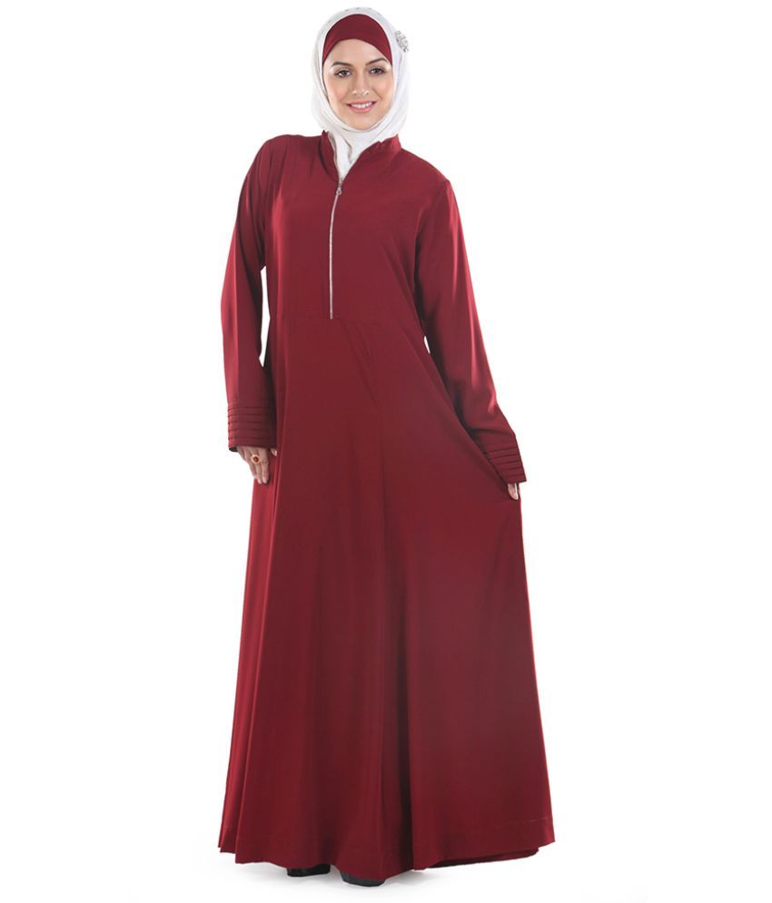     			Momin Libas Maroon Polyester Stitched Burqas without Hijab - Single