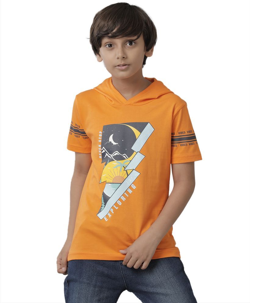     			Under Fourteen Only Orange Cotton Blend Boy's T-Shirt ( Pack of 1 )