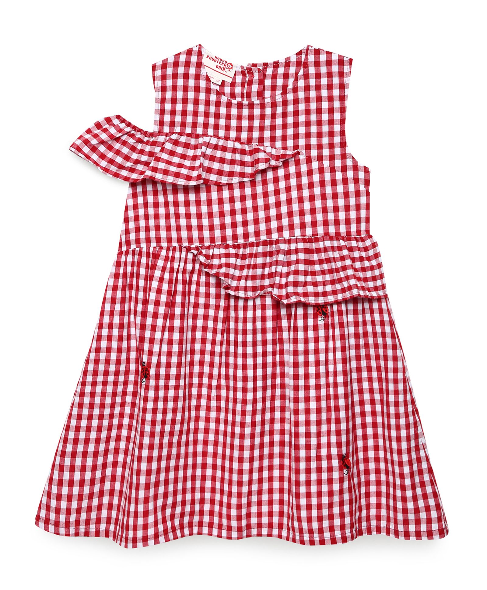     			Under Fourteen Only Red Cotton Girls Asymmetric Dress ( Pack of 1 )