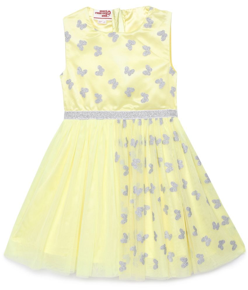     			Under Fourteen Only Yellow Polyester Girls Frock ( Pack of 1 )