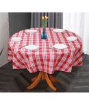 Oasis Hometex Checks Cotton 6 Seater Round Table Cover ( 152 x 152 ) cm Pack of 1 Red