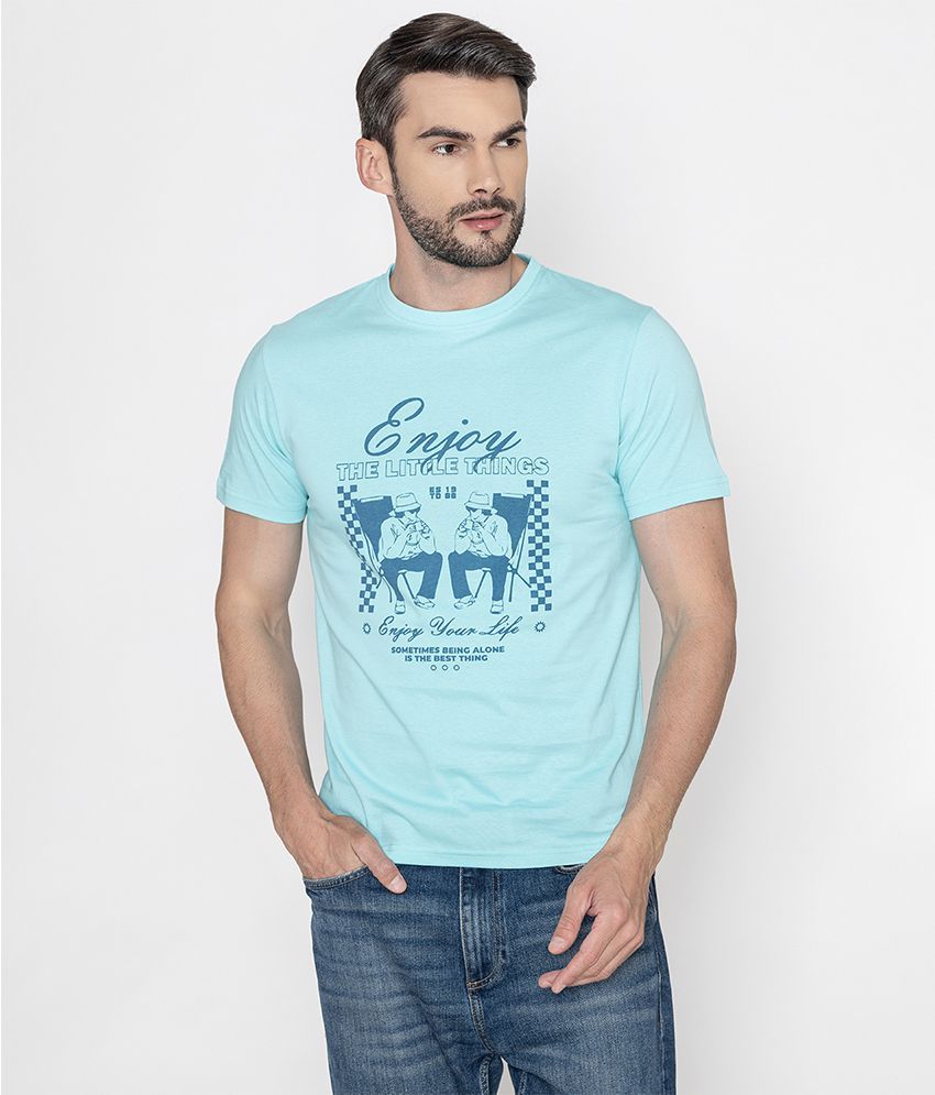     			Bonjour Pack of 1 Cotton Regular Fit Men's T-Shirt ( Blue )