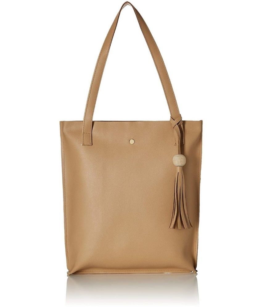     			Fargo Beige Artificial Leather Tote Bag