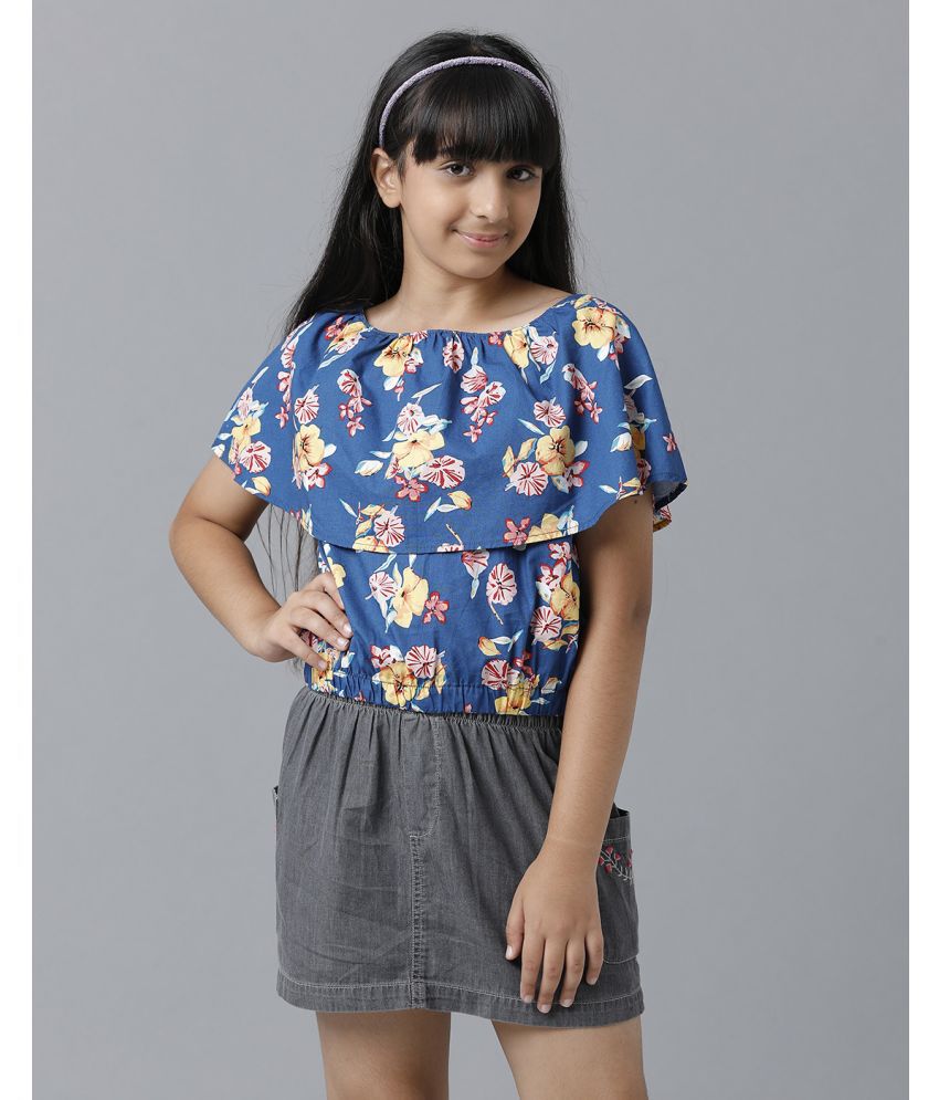     			Under Fourteen Only Navy Cotton Girls Top ( Pack of 1 )