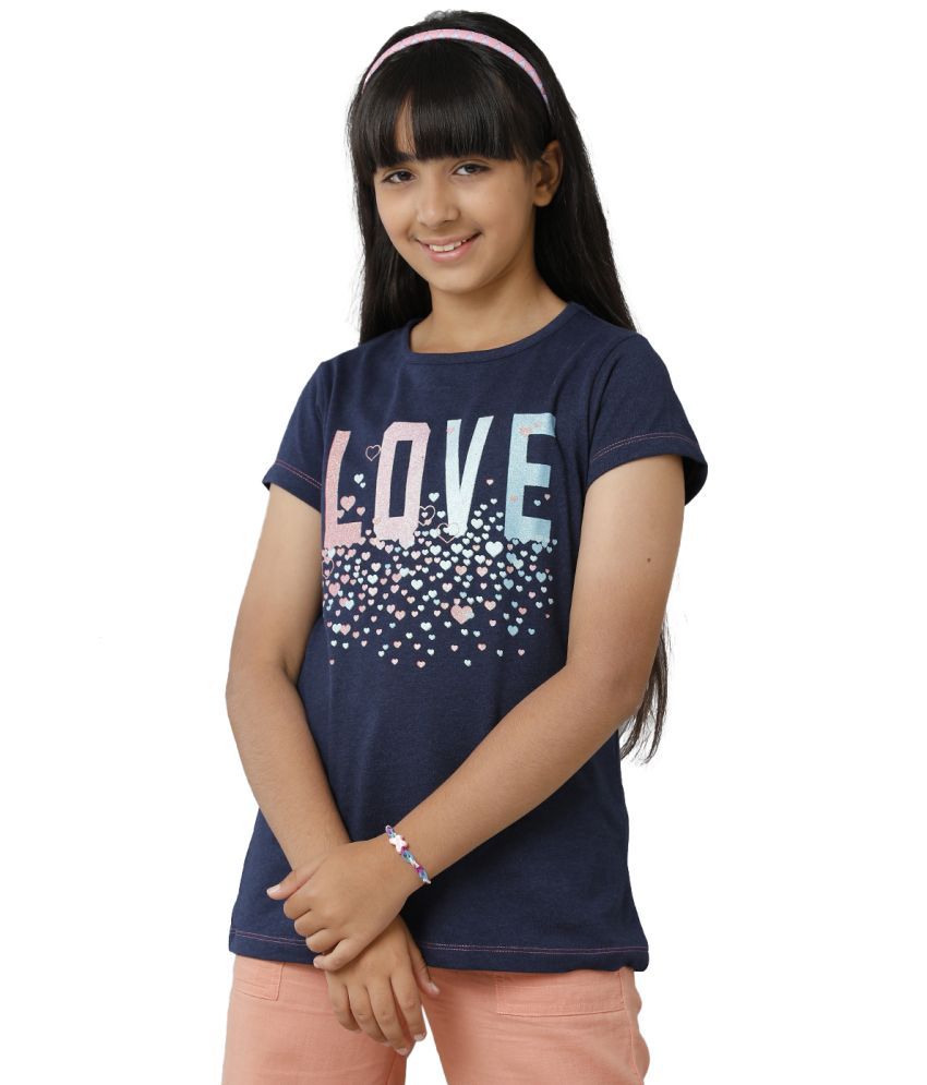     			Under Fourteen Only Pack of 1 Girls Cotton Top ( Navy )