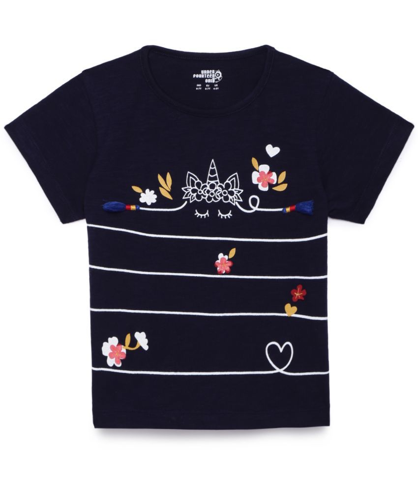     			Under Fourteen Only Navy Cotton Girls T-Shirt ( Pack of 1 )