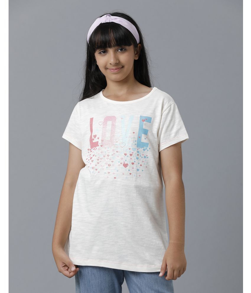     			Under Fourteen Only Off White Cotton Girls Top ( Pack of 1 )