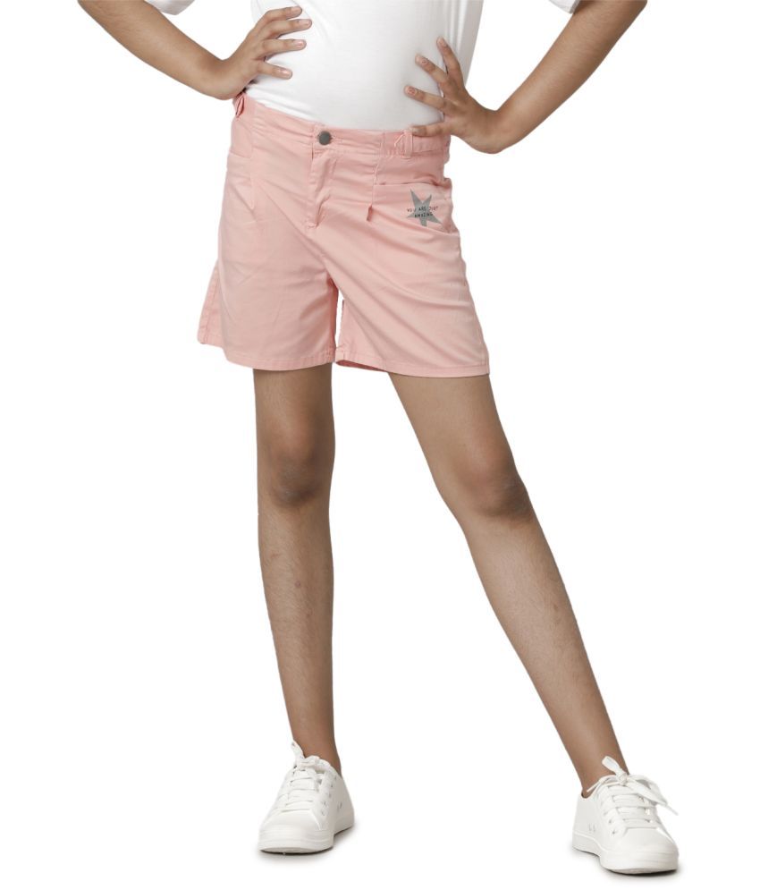     			Under Fourteen Only Pack of 1 Girls Cotton Shorts ( Peach )