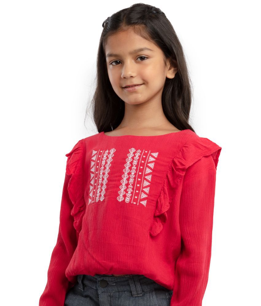     			Under Fourteen Only Pink Rayon Girls Top ( Pack of 1 )