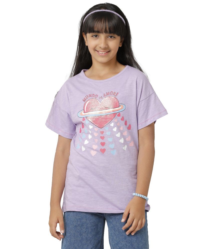     			Under Fourteen Only Pack of 1 Girls Cotton Top ( Purple )