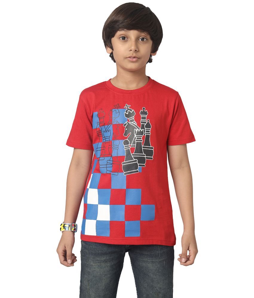     			Under Fourteen Only Red Cotton Blend Boy's T-Shirt ( Pack of 1 )